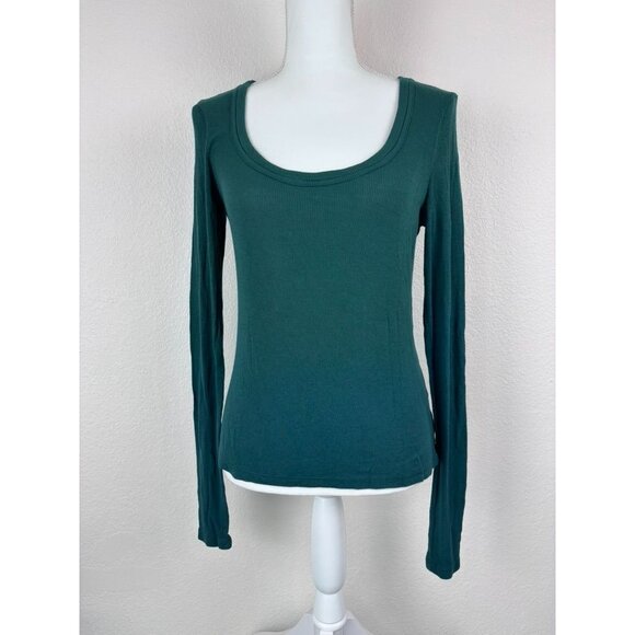ATM Anthony Thomas Melillo Modal rib long-sleeve scoop-neck top green medium - Picture 6 of 9